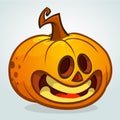 Vector illustration of smiley face carved in pumpkin for Halloween. Vector isolated