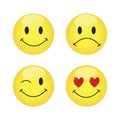 Vector illustration of smileys. Yellow icon of happiness and smile. Royalty Free Stock Photo