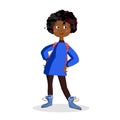 Vector illustration of a smiling African American girl with a backpack.