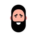 Vector illustration of a smiling bearded man. Portrait of handsome cheerful bearded face. Avatar, profile, ID picture of adult