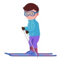 Vector illustration of a smiling boy skiing Royalty Free Stock Photo