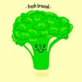 Vector illustration of smiling cute broccoli