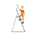 Professional electrician vector illustration in flat style