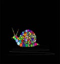 Vector illustration of snail composed by colors