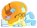 Vector illustration of a snail reading a book.