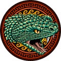 vector illustration of snake head with mandala. Royalty Free Stock Photo