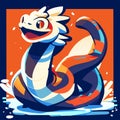 Vector illustration of a snake in the water. Cartoon style character. AI Generated Royalty Free Stock Photo