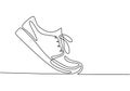 Vector illustration of sneakers. Sports shoes in a line style. Continuous one line drawing minimalism design