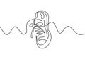 Vector illustration of sneakers. Sports shoes in a line style. Continuous one line drawing minimalism design