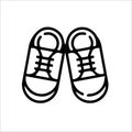 Vector illustration of sneakers. Sports shoes in a line style. Continuous one line drawing minimalism design.