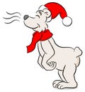 Sniffing cartoon christmas polar bear