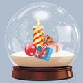 Vector illustration of snow globe ball realistic new year chrismas object isolated