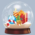 Vector illustration of snow globe ball realistic new year chrismas object isolated on white with shadow