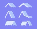 Vector illustration of snow and icicles. Winter cartoon snow caps, snow drifts and icicles.