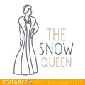 Vector illustration of snow queen on frost textured background. Hand drawn graphic sketch for your design