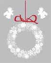 Vector Snowflake Wreath With Little Angels Royalty Free Stock Photo