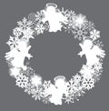 Vector Snowflake Wreath With Little Angels Royalty Free Stock Photo