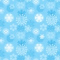 Vector illustration snowflakes seamless pattern, various designs symmetrical snow crystals, made forom hand drawn elements Royalty Free Stock Photo