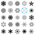 Vector illustration snowflakes set, various designs symmetrical snow crystals, made forom hand drawn elements Royalty Free Stock Photo