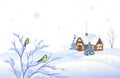 Snowing background winter landscape