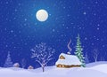 Christmas night village Royalty Free Stock Photo