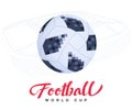 Soccer ball on the stadium background Football world cup. Russia 2018. Royalty Free Stock Photo