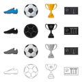 Vector illustration of soccer and gear icon. Collection of soccer and tournament stock vector illustration. Royalty Free Stock Photo