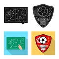 Vector design of soccer and gear icon. Set of soccer and tournament stock vector illustration. Royalty Free Stock Photo