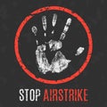 Vector illustration. Social problems of humanity. Stop airstrike Royalty Free Stock Photo