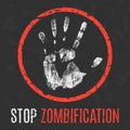 Vector illustration. Social problems. Stop zombification. Royalty Free Stock Photo