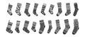 Vector illustration of socks, icons set Royalty Free Stock Photo