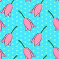 Seamless floral pattern with pink tulip flowers Royalty Free Stock Photo