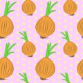 Seamless vintage pattern with brown onions