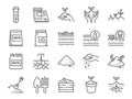 Soil line icon set. Included the icons as earth, compost, land, dirt, ground and more.