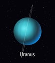 Vector illustration Solar System object. Uranus on space background