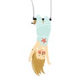 Vector illustration of a solo girl hanging upside down on acrobats swing . Royalty Free Stock Photo