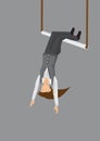 Woman on Swinging Trapeze Vector Illustration