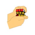 Vector illustration of solving rubik cube Royalty Free Stock Photo