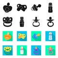 Vector illustration of soother and pacifier icon. Set of soother and care stock symbol for web. Royalty Free Stock Photo