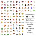 Vector illustration of South korea, Russia, country, Mongolia, Japan, Italy Germany India icon set icon set.