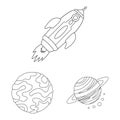 Vector design of space and galaxy icon. Set of space and travels stock symbol for web.