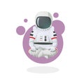 Astronaut meditating, relaxing in lotus pose. Space icon.