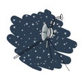 Vector illustration with space satellite in deep space.