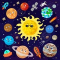 Vector illustration of space, universe. Cute cartoon planets, as Royalty Free Stock Photo