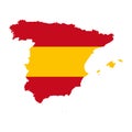 Vector illustration of Spain flag map. Vector map. Royalty Free Stock Photo