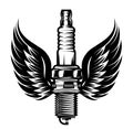 Vector illustration of spark plug with wings Royalty Free Stock Photo