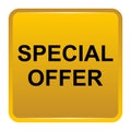 Special offer golden yellow square button Royalty Free Stock Photo