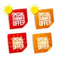 Vector illustration special summer offer buttons, online store stickers set