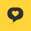 Vector illustration of speech bubble icon with heart. vector illustration. Royalty Free Stock Photo