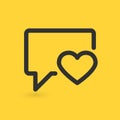 Vector illustration of speech bubble icon with heart. vector illustration. Royalty Free Stock Photo